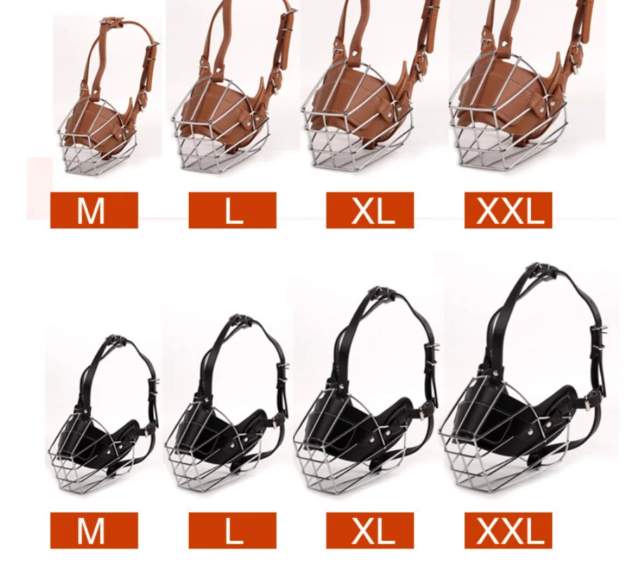 PU Leather Pet Dog Muzzle Breathable Mask Adjustable Anti Bark Bite Chew Muzzle For Small Large Dogs Soft Mouth Cover