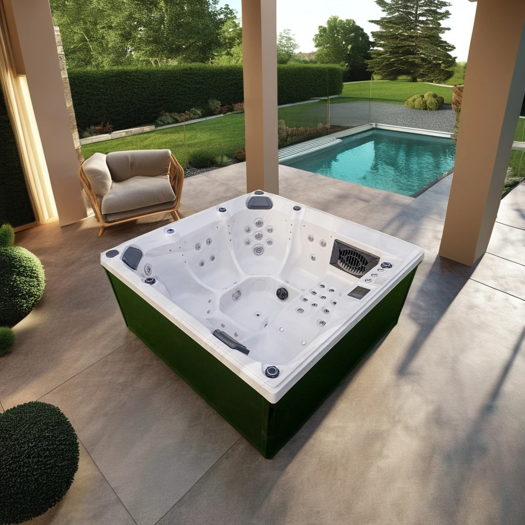 Square acrylic shell whirlpool bath tubs blower hydro-massage jacuzzii 6 person speaker bathtubs