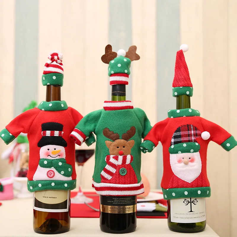 Christmas Wine Bottle Cover, Ugly Christmas Sweater Wine Bottle Cover for Holiday Christmas Party Decorations