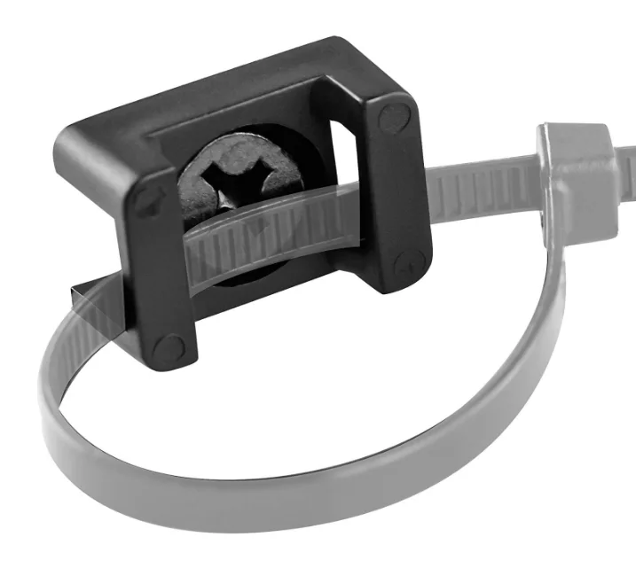 Pro-Grade, Slim, 1x .6 Cable Tie Mounts With Screws 100 Pack. High Strength, Black Zip Tie Bases For Wire Management.