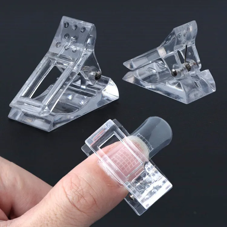 6 Colors Clear Dual Forms Extension Nail Tips Clip Full Cover Acrylic Mold With Scale False Clamp Card Clip For Long Nail Tools