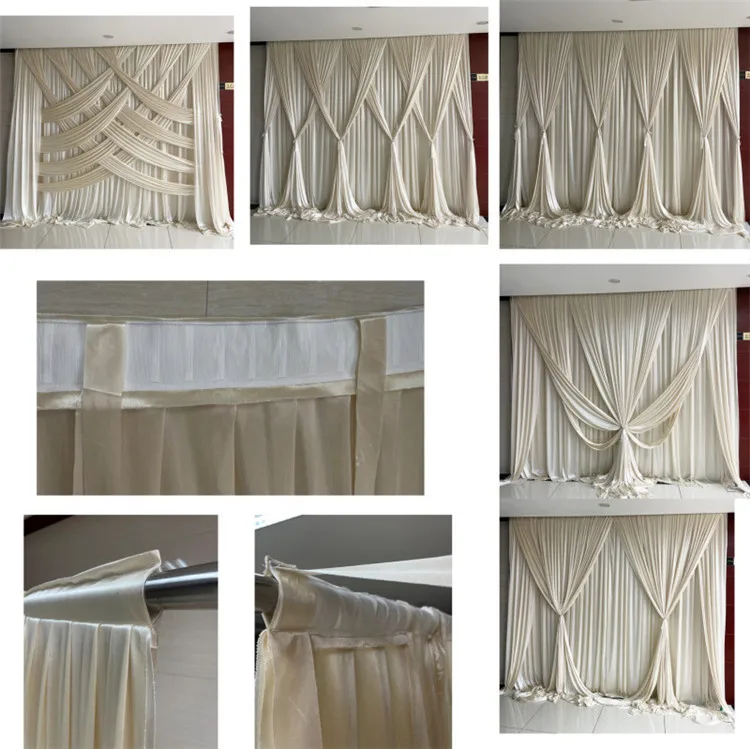 Custom Drape Elastic Milk Silk White Wedding Background Drapes Curtains Backdrop Durtain For Wedding Stage Decoration