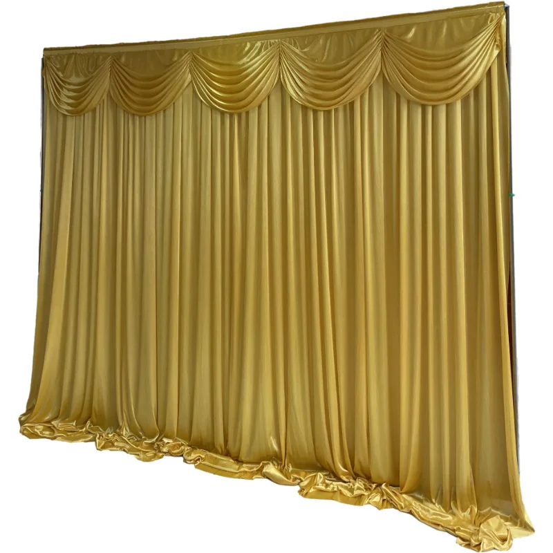 Hot Sale Custom Polyester White Ice Silk Fabric Curtains Backdrop Panels Baby Shower Party Wedding Event Stage Decorations