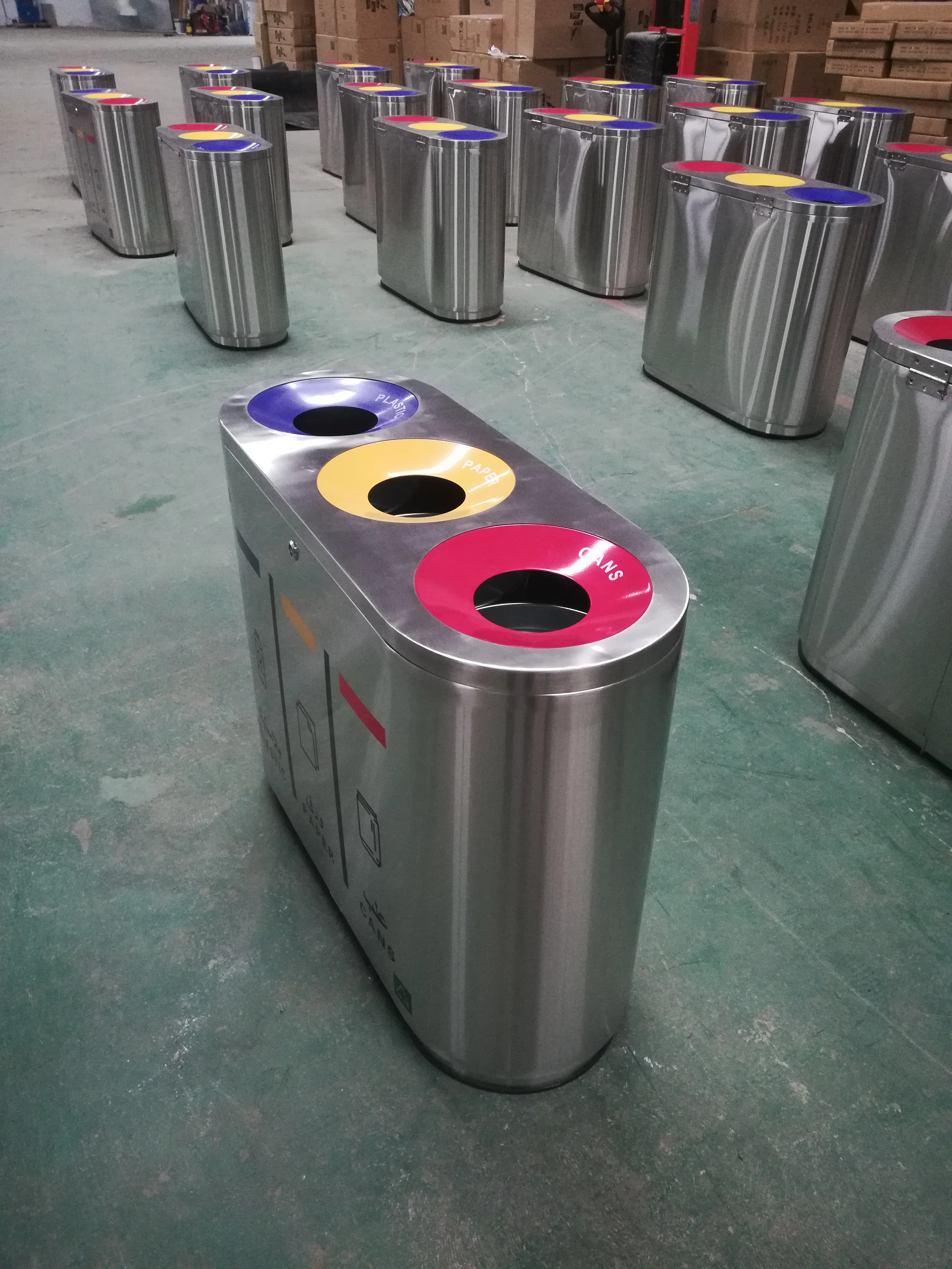 stainless steel recycling metal waste basket garbage office medical dust box commercial 96 gallon 80 liter trash can top