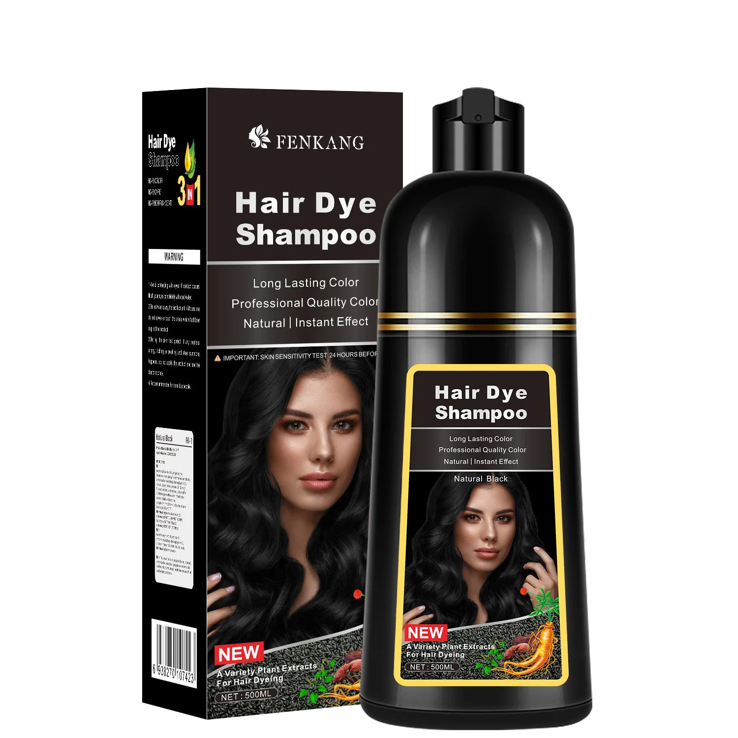 Hot Selling Natural Plant Chinese Herbal Color Shampoo Hair Dye 3 In 1 Dark Brown Black Hair Dye Shampoo