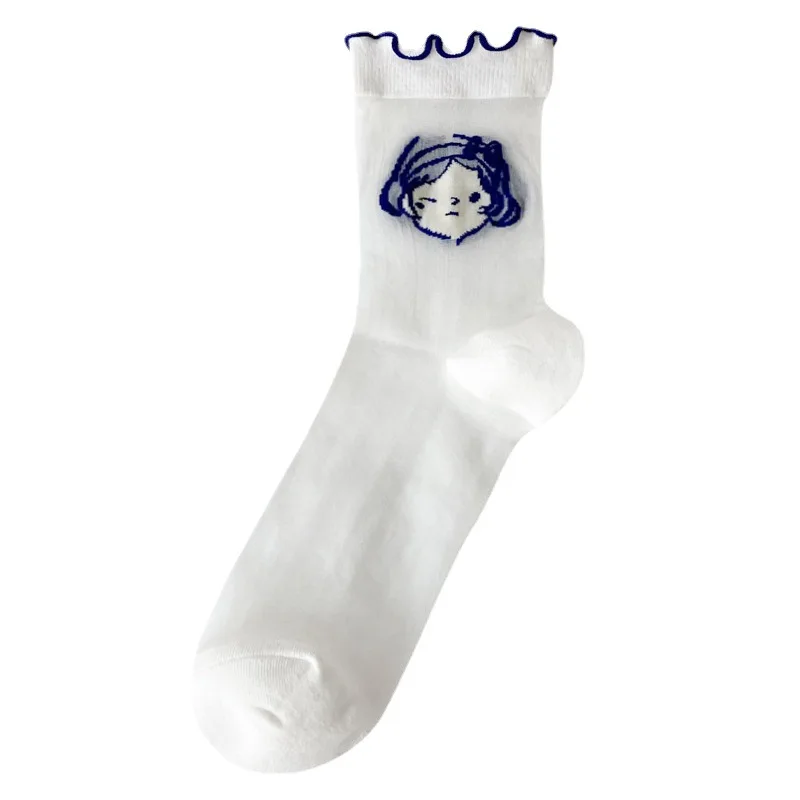 New summer Japanese hand-painted Lolita lace tube thin white stockings Korea silk women socks