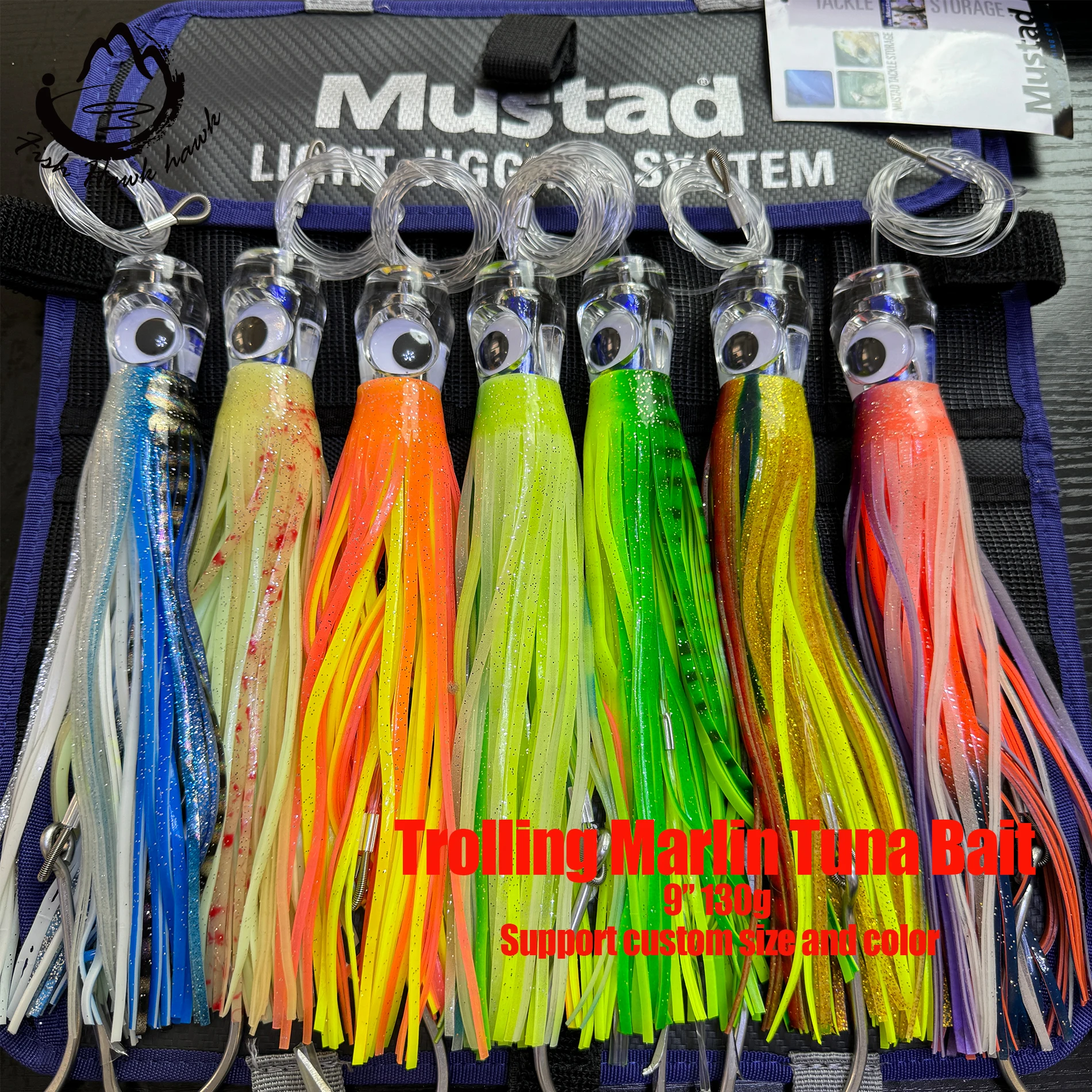 9inches/130g Trolling lure marlin tuna mahi dolphin durado wahoo shark Skirts big game leader fishing rigs deep sea fishing Lure