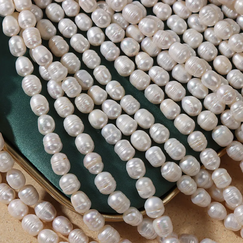 Natural Freshwater rice Pearls natural 8mm rice Loose pearls rice fresh water pearl strands