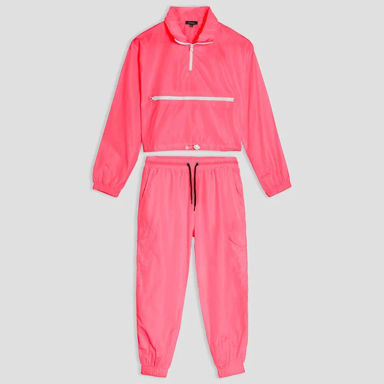 OEM Wholesale Custom Trouser With An Elasticized Cargo Pockets Fashion Womens Tracksuit Couple Polyester Tracksuits