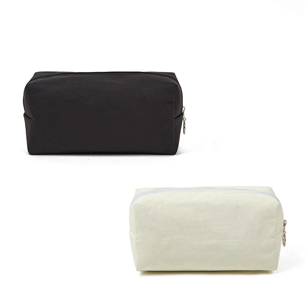 Eco-friendly Waterproof Tyvek Makeup Pouch Lightweight Dupont Paper Zipper Cosmetic Bag Custom Makeup Organizer