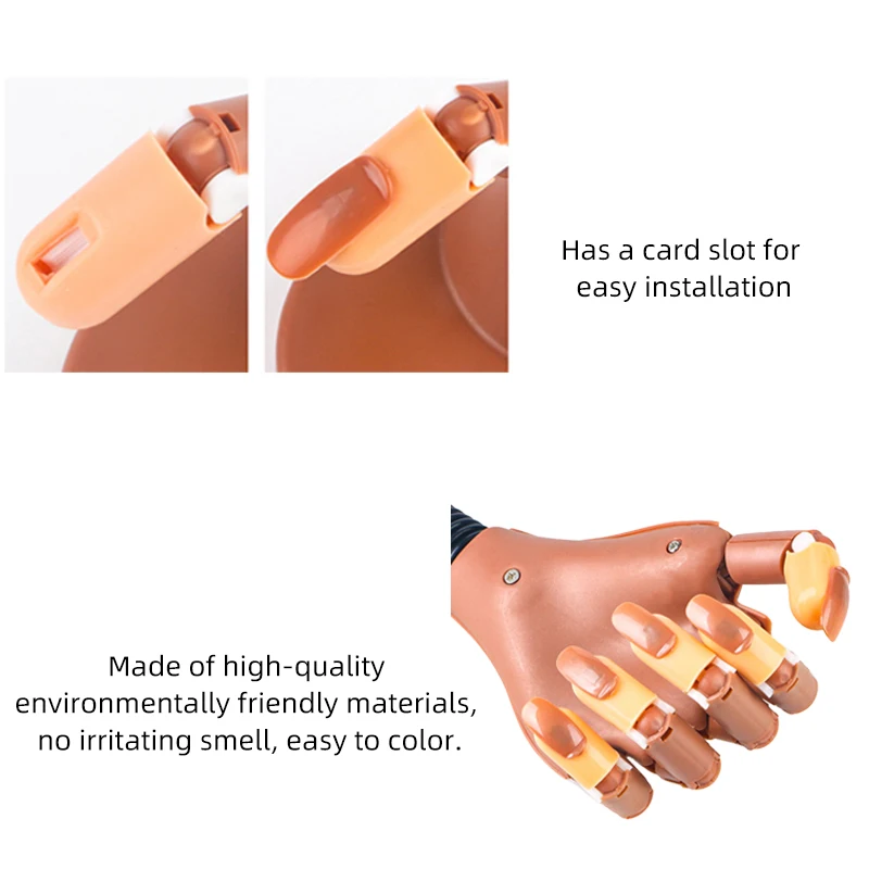 100 Pcs Manicure Tool Beginner Adjustable Removable Matching Artificial Hand Practice Art Nail Refill Finger Brown Tips Training
