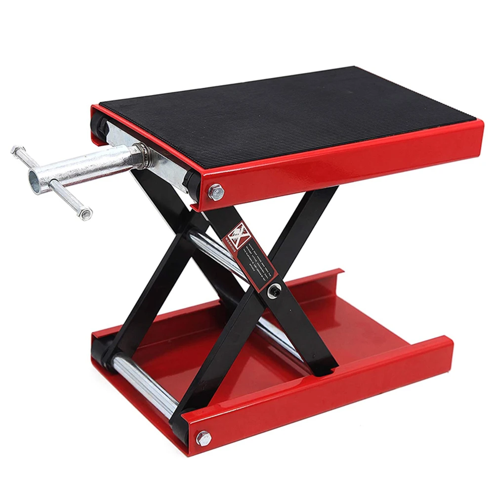 Steel Motorcycle ATV Wide Deck Scissor Lift Jack Crank Hoist Stand 1100 lbs