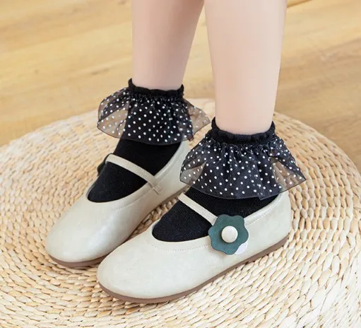 Hot-selling Fashion Black White Lace Children Tube Sweet Dress Socks Custom Cotton Crew Kids Sock Wholesale