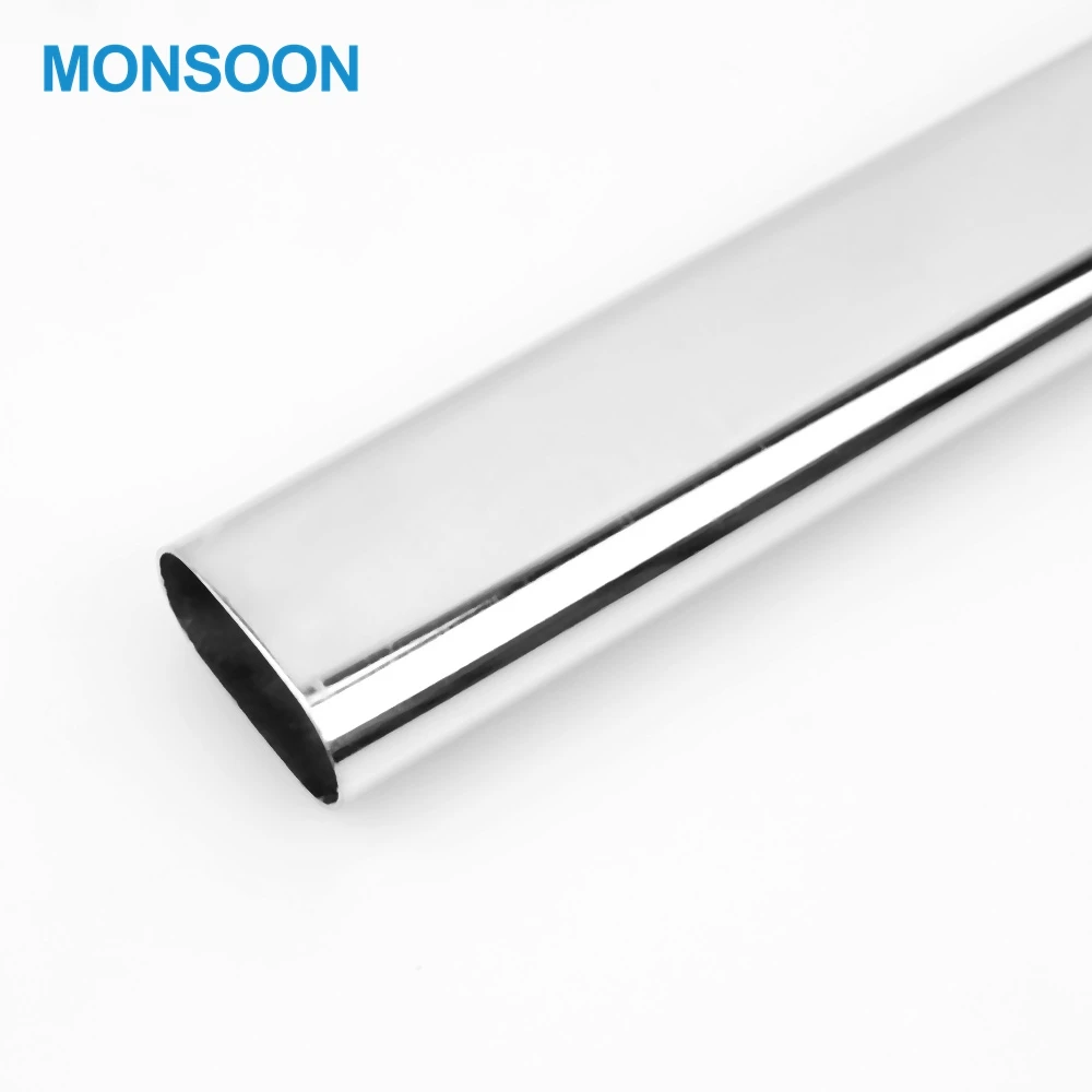 
Monsoon Hot Sale Wardrobe Accessories Chrome Iron Oval Aluminum Hanging Tube Stainless Steel Wardrobe Tube 
