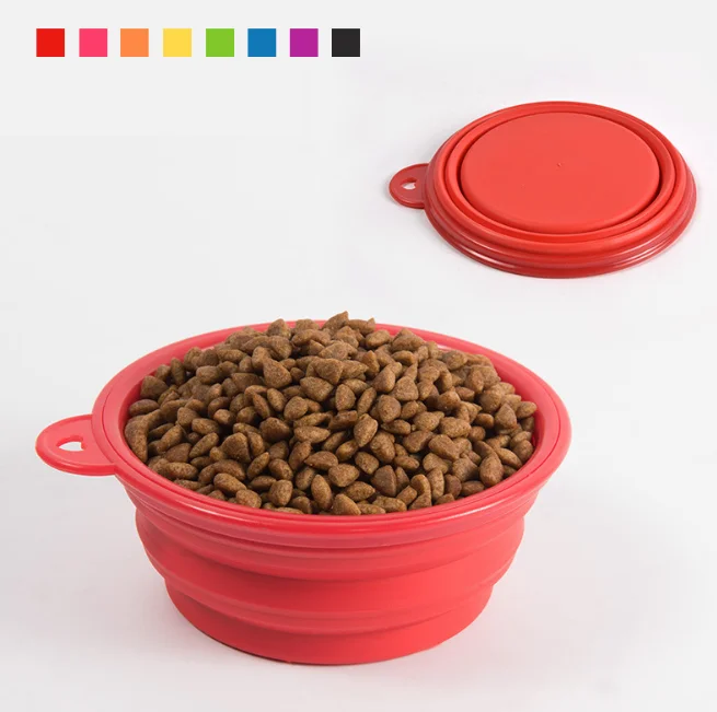 Expandable Pet Bowls Cat Travel Portable Water Feeding Safe Food Grade Silicone BPA Free Collapsible Dog Bowl with Carabiner