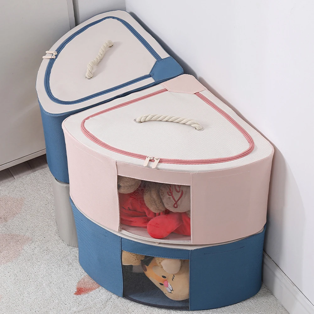 4 Set Foldable Multi-functional Corner Fabric Organizer Storage Boxes With Window