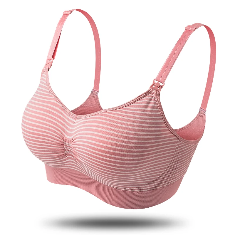 
Stripe type breastfeeding bra on the open button pregnant women gather anti-sagging breastfeeding bra 