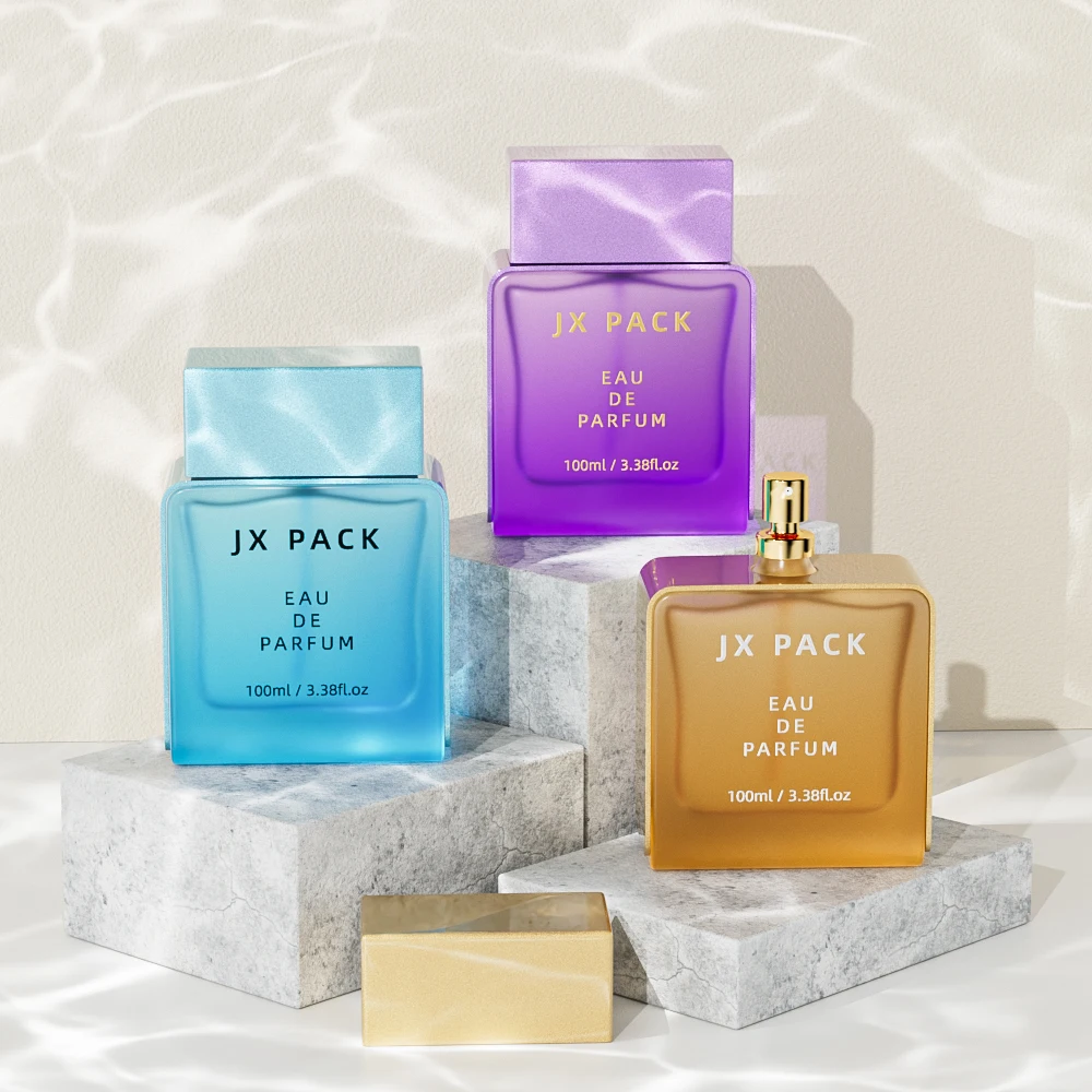 Free Sample Luxury Wholesale Empty Woman Fragrance 100 ml Square Spray Glass Perfume Bottle