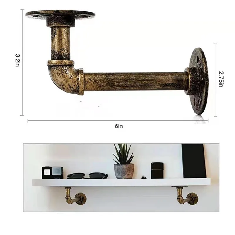 Плавающие кронштейны для полки, промышленный кронштейн для труб для плавающих полок для домашнего декора фермерского дома