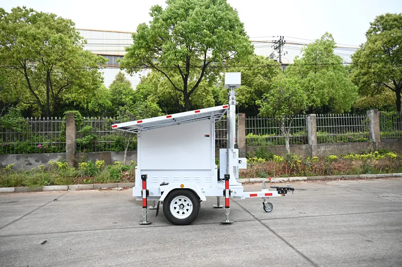 Mobile solar surveillance trailer with one 435W solar panel for safety