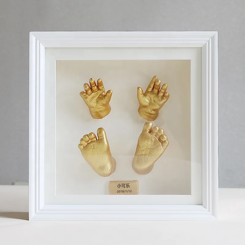 hot selling Original 8x8 white deep art Baby Hand print and Footprint 3D Casting Kit shadow box Frame