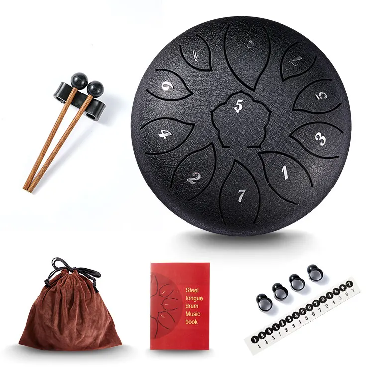 
Wholesale hand drums black 6 inch 11notes Steel Tongue Percussion Drum Handpan tongue yoga drum 
