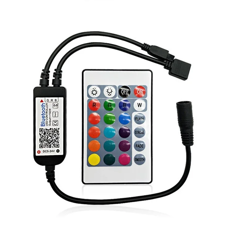 Smart Led Dimmer Mobile Phone BT RGB Controller IR Infrared 24 Key Remote Control for Led Strip Lighting