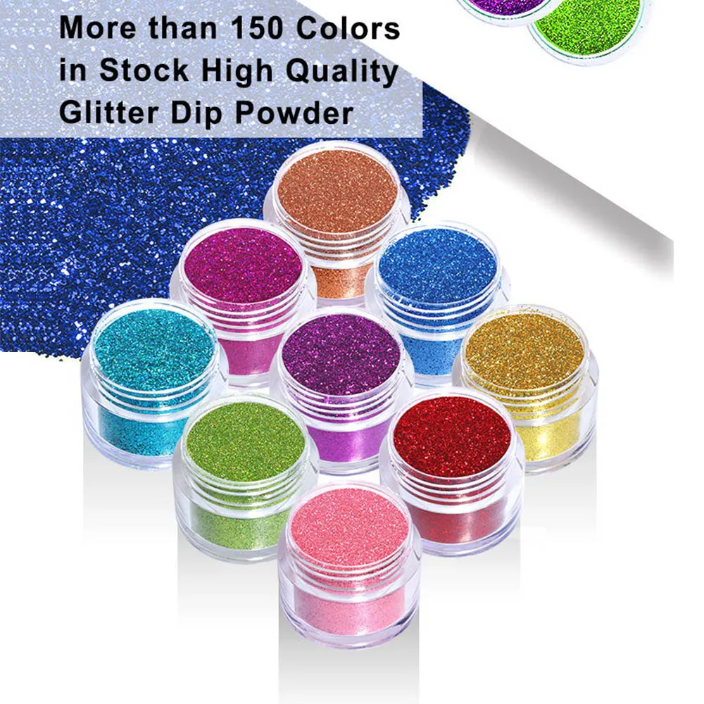 Custom Private Label Glitter Nails 3 in 1 Acrylic Dipping Powder colors match gel and lacquer