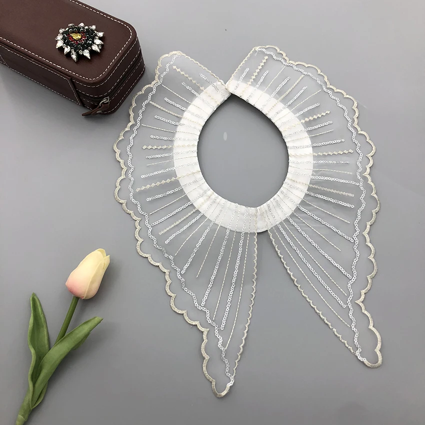Manufacturer Hot Selling Fake Collar Embroidery Designs Lace Fabric Fake Collar Women Clothing Accessories Collar