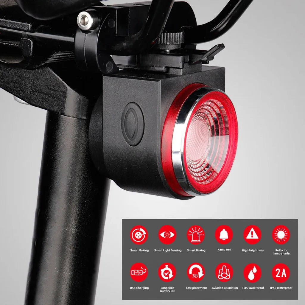 Smart Bike Tail Light Ultra Bright 115db Anti-Theft Motorcycle Bike Alarm