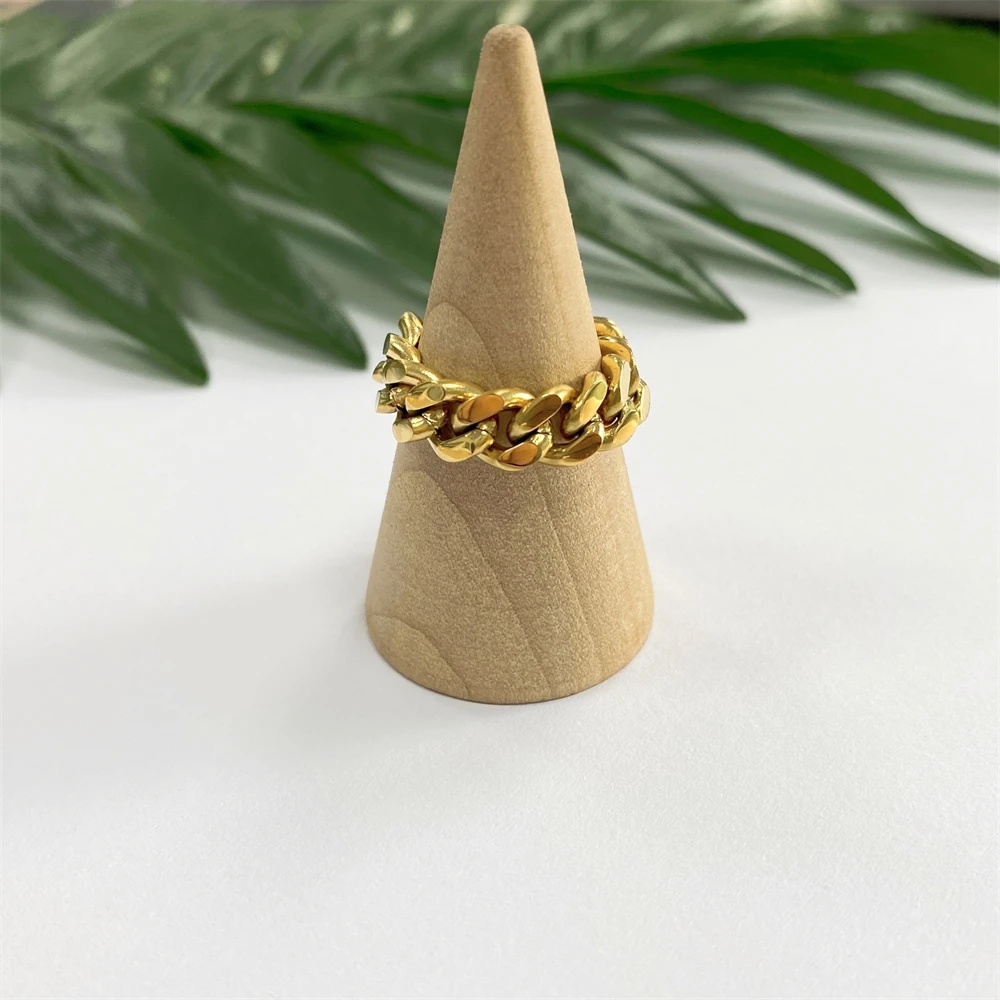 New Various Designs Stainless Steel Chain Ring Soft Cuban Link Chain Non Tarnish Rings Man Ins Minimalist Jewelry