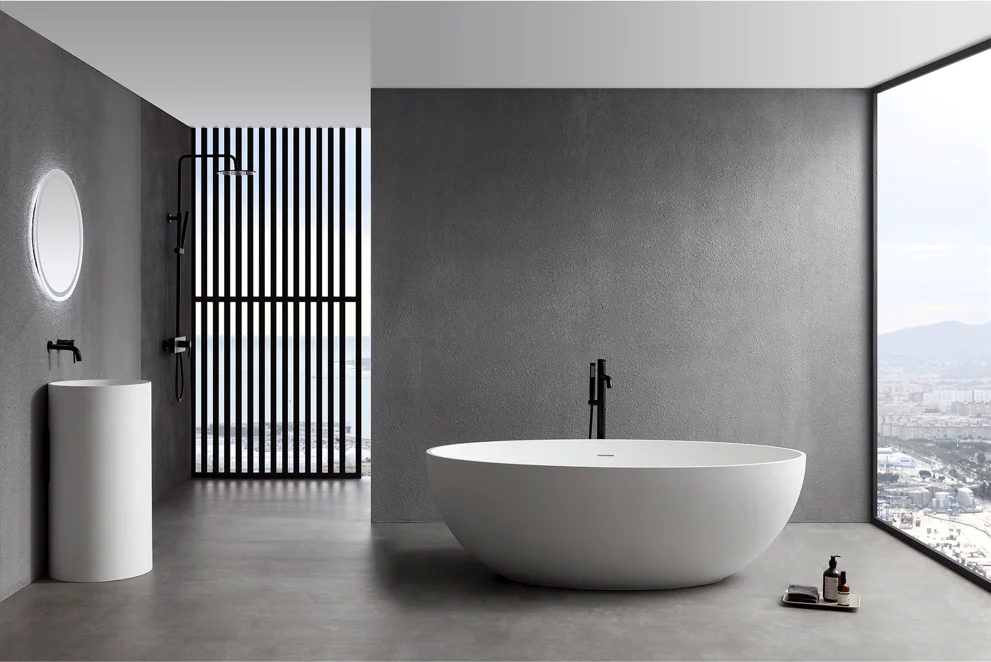 1700mm artificial stone solid surface freestanding 40 inch extra wide bathroom adult bathtub