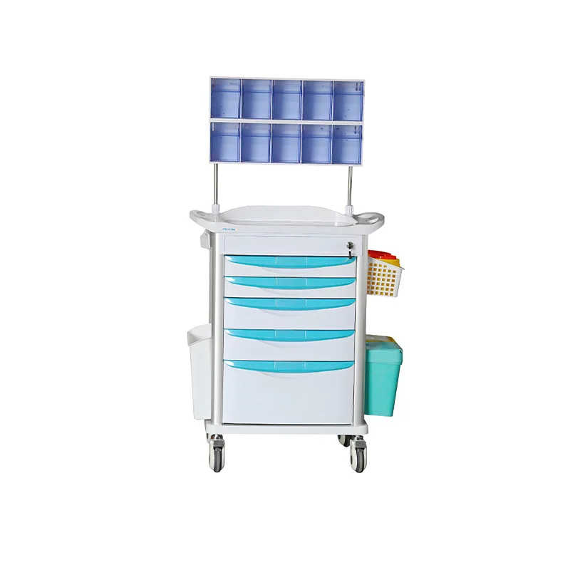 MK-P08 Mobile ABS Plastic Medical Anesthesia Trolley For Hospital With Drawers