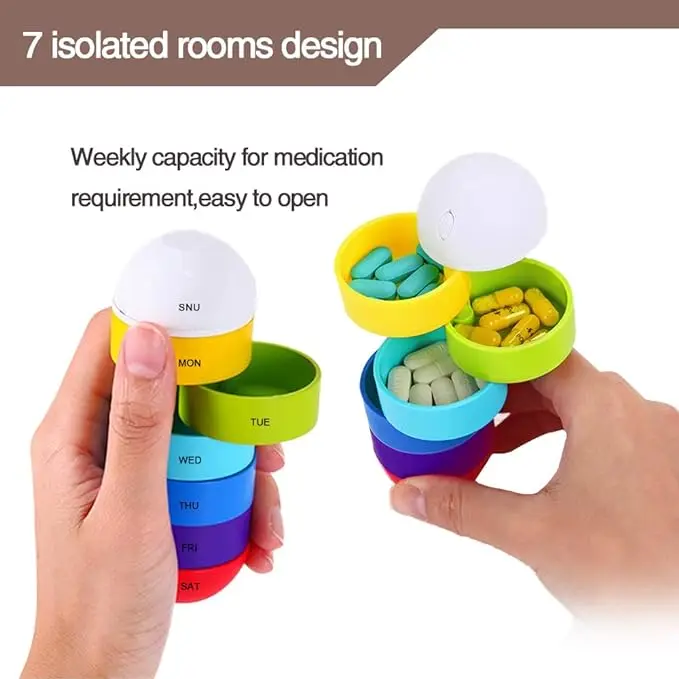 logo Printing 7 Day pp Plastic Pill Cases Wholesaler Mini Capsule Shaped Organizer 6 Compartment Travel Portable Pill Box