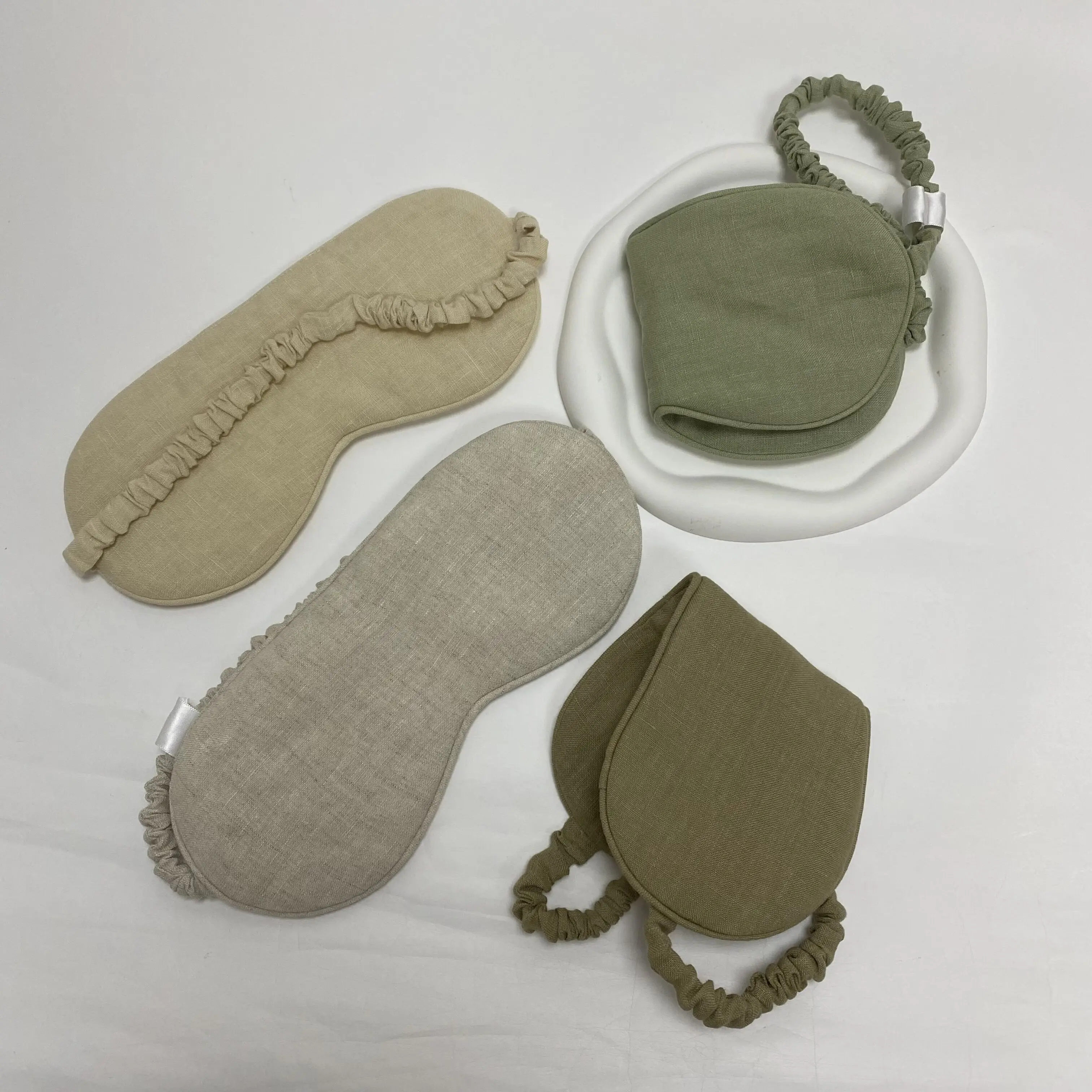 custom printed designer luxury natural cotton linen eye mask with logo