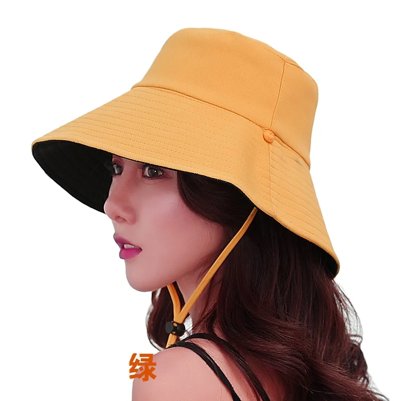 2024 new products Custom Fishing Bucket Hat Wide Brim Sun Fisherman Hat With Strings Sun cotton extra large bucket hat For women