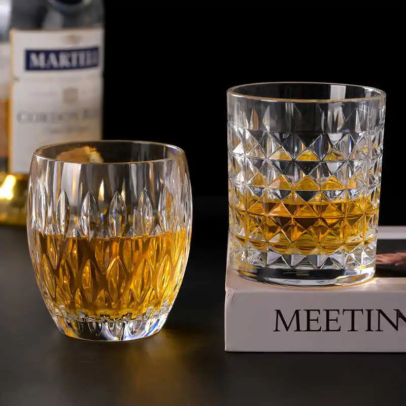 Shatterproof Plastic PC Whiskey Cocktail Shot Glass Vodka Cup Liquor Glass Rock Cup with Diamond Surface