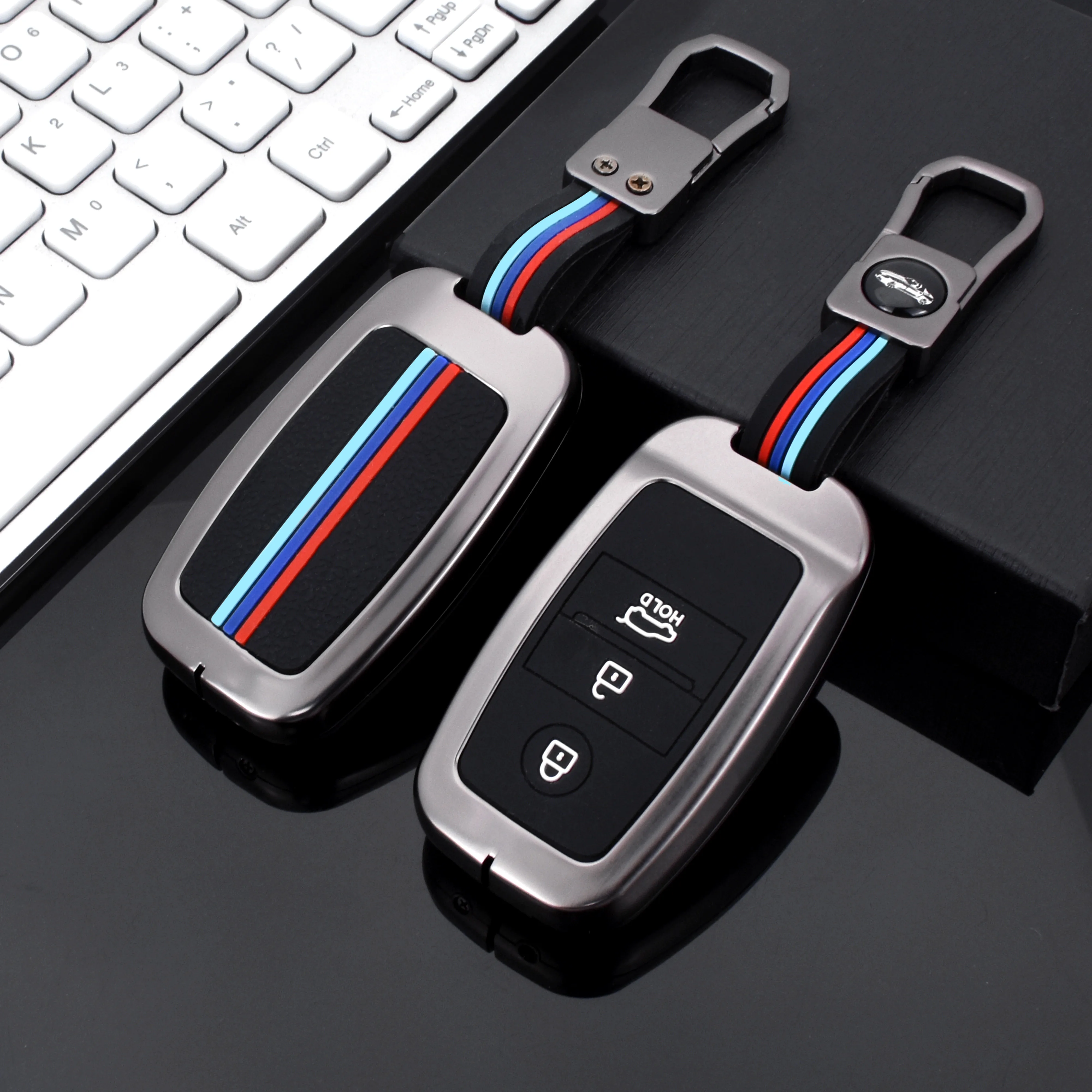 3/4 Buttons Hard Metal Remote Key Shell Zinc Alloy+Silicone Smart Car Key Cover Case Fit for Kia K2 K3 K4 K5 KX3 KX5 Sportage R