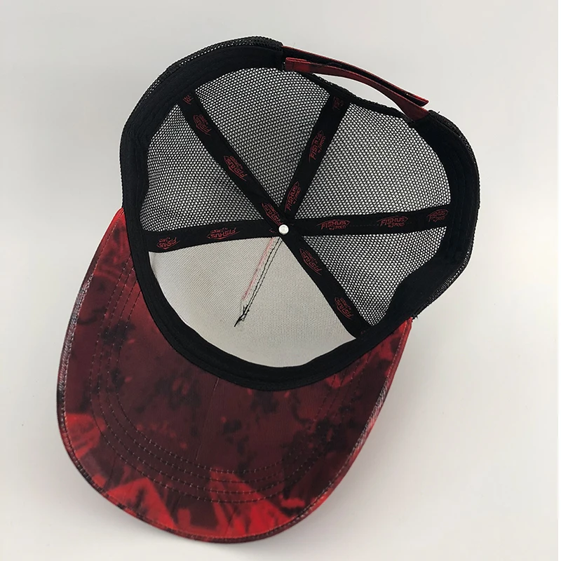 Factory Wholesale Summer All over print Sports Baseball Hat and Cap Custom 5 panels Mesh Trucker Cap Hats