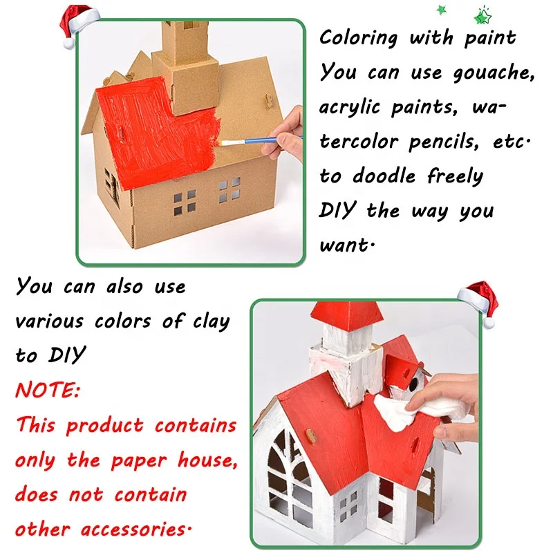 Gingerbread Cardboard House Kit for Kids DIY Housing Christmas Decorations DIY Cardboard House Xmas Desktop Ornament Decor