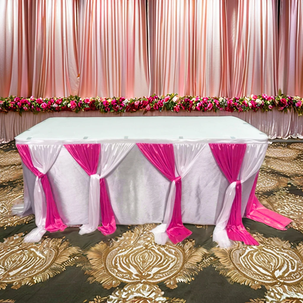 6ft Tulle Table Skirt in Intercalated Colors for Wedding Home & Birthday Decorations Hotel Table Skirting Tablecloth