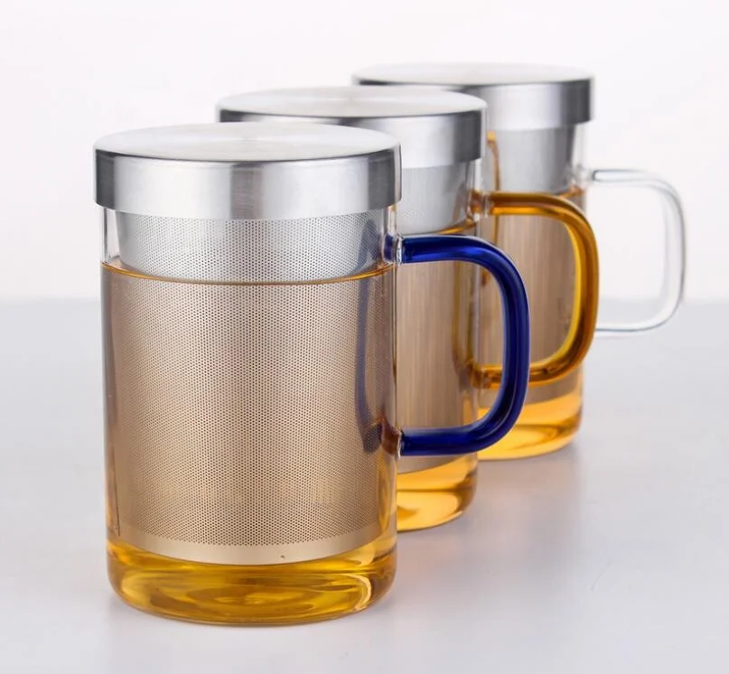 Bottom Price Latest Style Green Flower Double Layer Glass Tea Cup