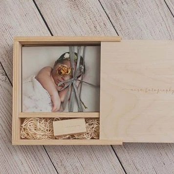Wooden engagement slim gift box from oak beech box rustic gift box