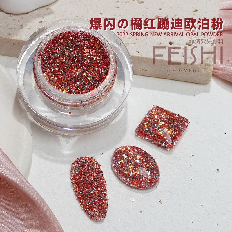 Fashion Reflective Powder Pigment Mixed Irregularsequins Orange 4colors Nail Art Diamonds Glitter  Pearlescent Pigment
