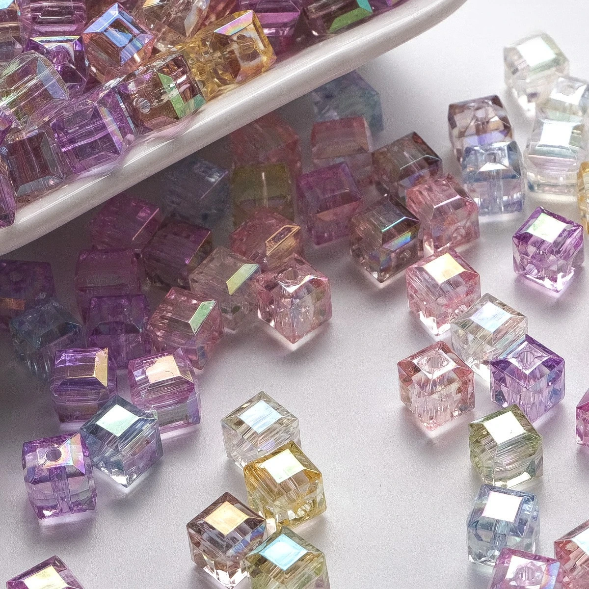 High Transparent Colorful Prismatic Small Square Beads AB Diamond Perforated Beads Acrylic Beaded Mobile Phone