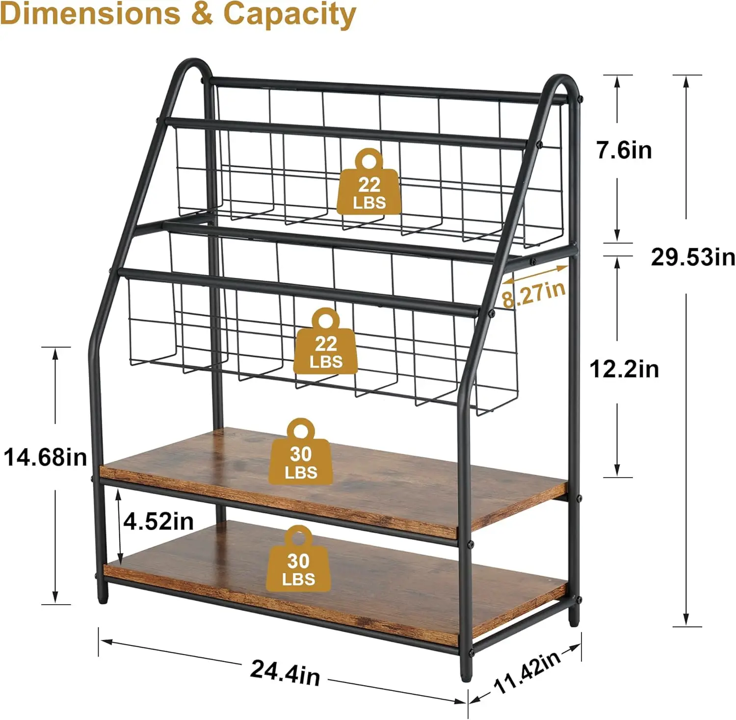 Four Tiers Floor Standing  Magazine Display Rack