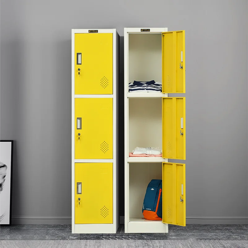 For School Business Gym Locker Wall storage Key lock 3 door cabinets garage storage locker