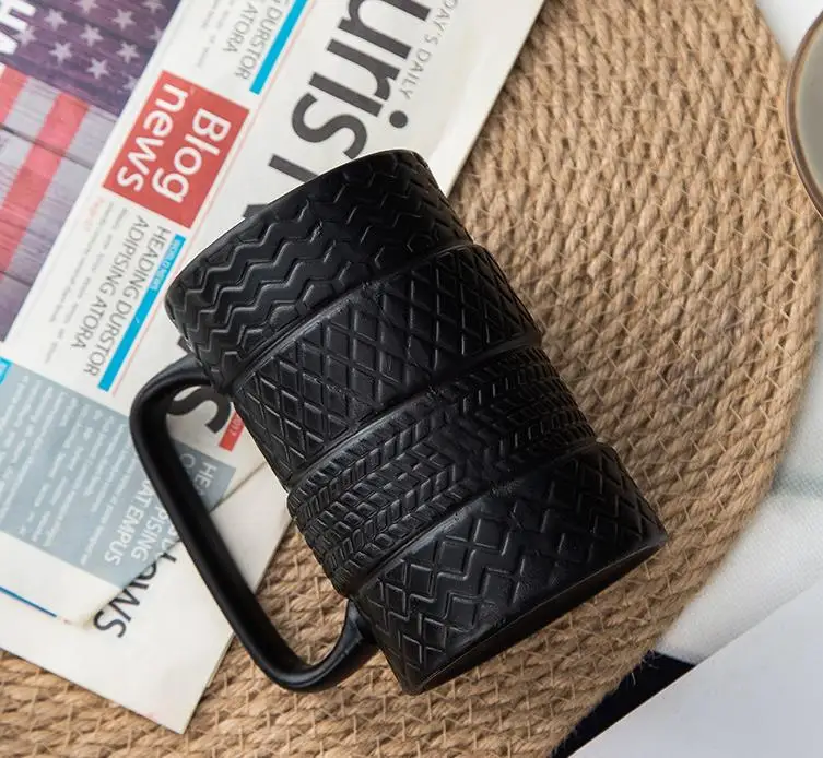Sublimation  Large Capacity Ceramic Mug New Fancy Mug Ceramic Tire Mug