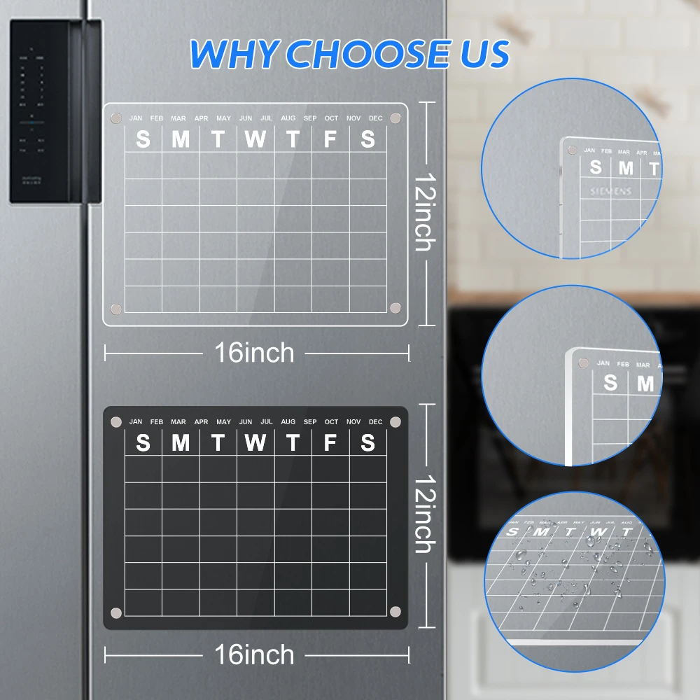 Supplier Clear Printing Planners Portable Magnetic Fridge Calendar Dry Erase Acrylic Whiteboard  Monthly And Weekly