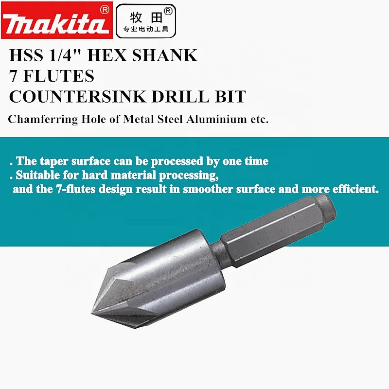 Оригинальное сверло Makita из быстрорежущей стали меди алюминия с шестигранным хвостовиком для снятия фаски отверстий отличная производительность